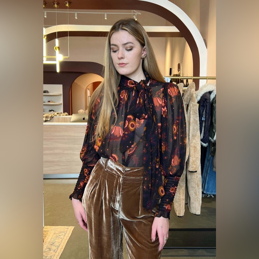 NWT $490 Ulla Johnson Lesli Floral Print Silk Blouse Top
